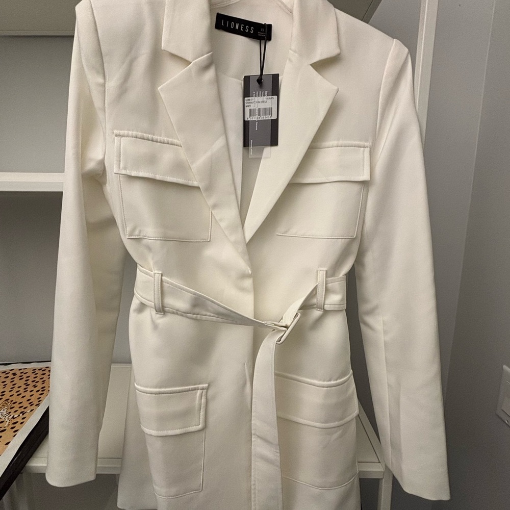 Lioness Cream Belted Blazer